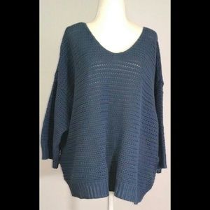 Ann Taylor Loft L Open Knit Sweater 3/4 Sleeves